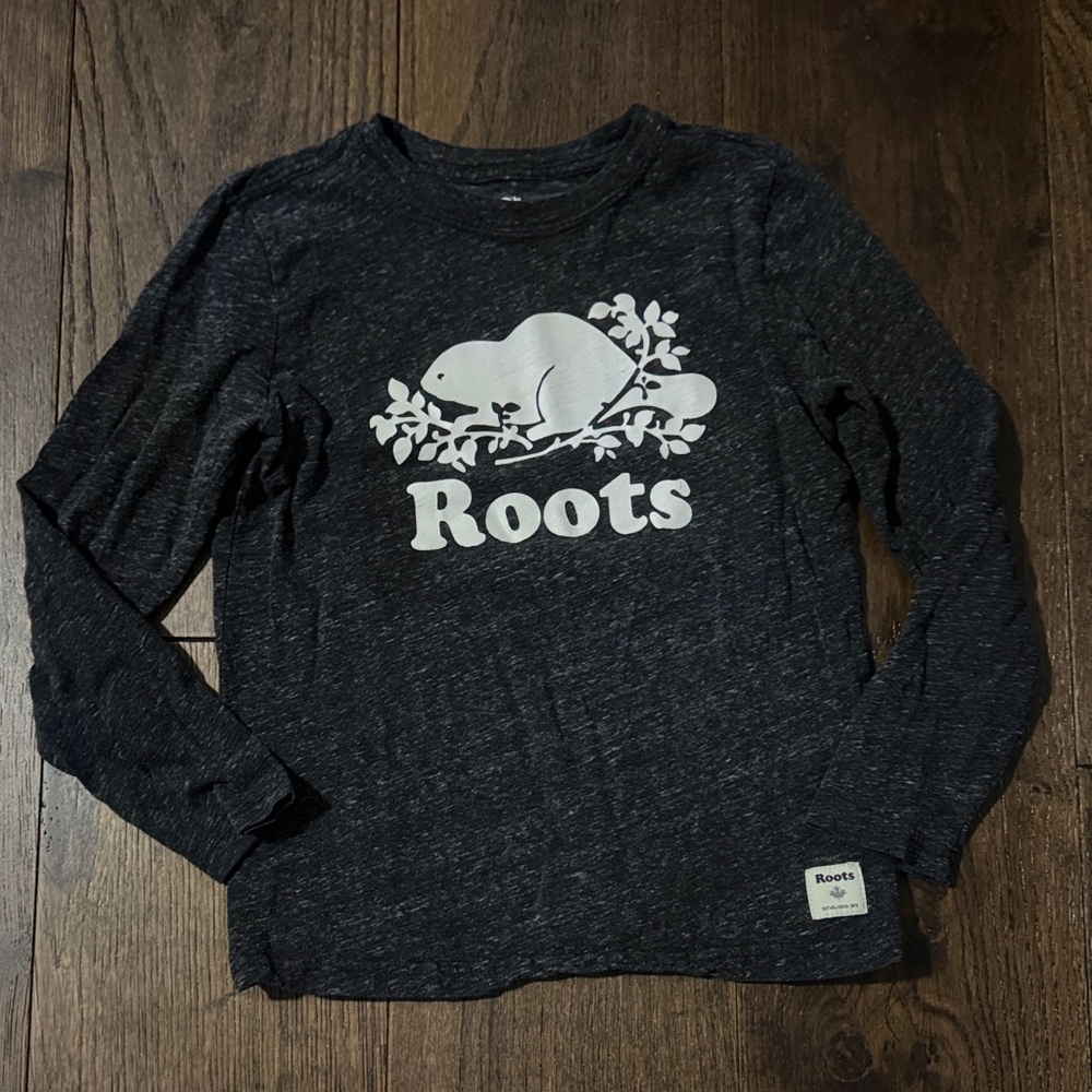 Roots Kids Long Sleeve Tee - Charcoal Heather Gray